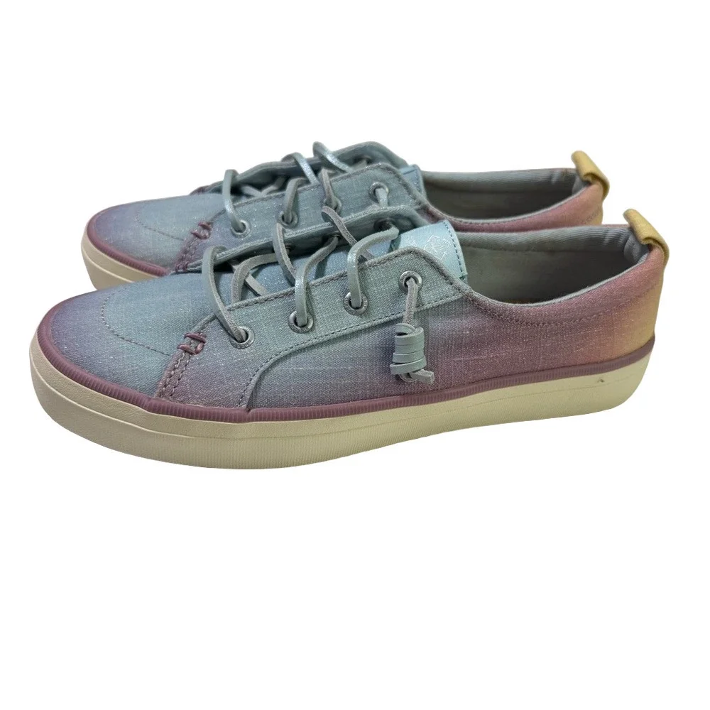 Sperry Crest Vibe Textile Sneakers Gradient Purple Blue Yellow Women Size 7.5M